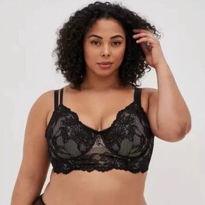 Torrid Dot Lace Sheer Underwire Bra Scallop Trim, Plus Size 4X/26W Lingerie NEW
